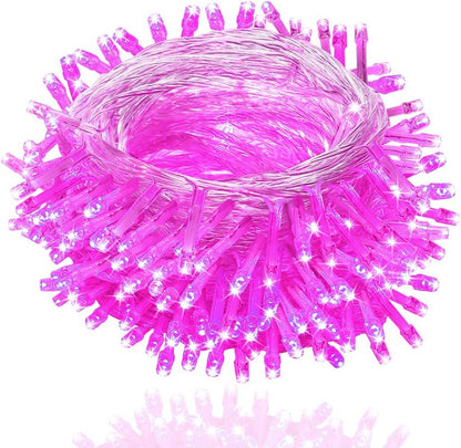 Fairy Lights Outdoor String Lights 33Ft 100 LED with Memory Modes Controller, Extendable Christmas Lights Decorations for Wedding, Christmas, Party, Patio, Indoor Outdoor (Pink)